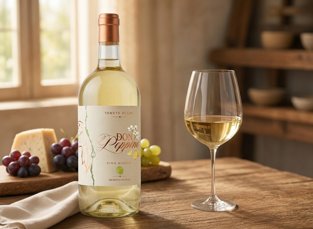 Vino Don Peppino su tavola rustica molisana